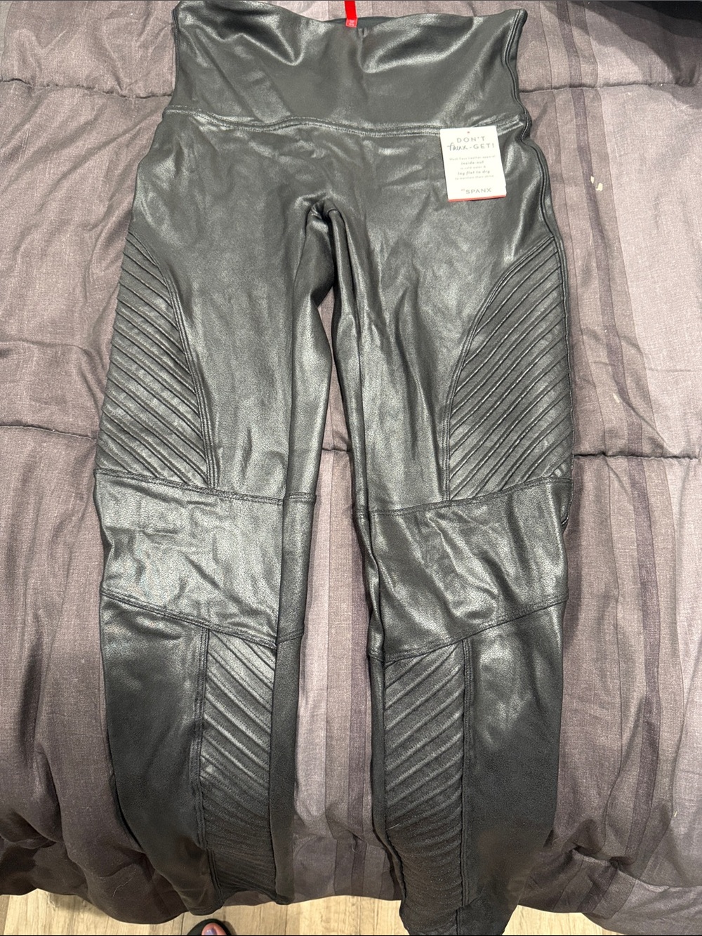 Spanx High-Waist Black Women’s Moto Faux-Leather leggings